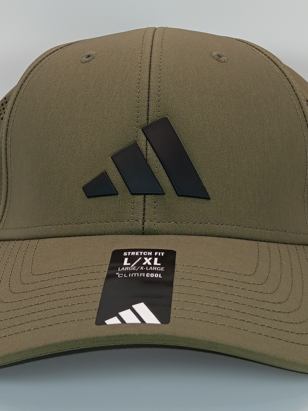adidas Olive Stretch-Fit ClimaCool Cap with Black Logo